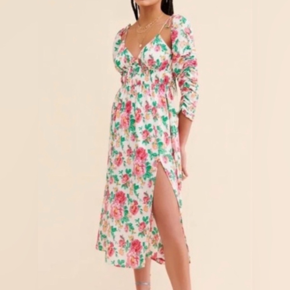 For Love And Lemons Floral Maxi Dress - Pink and Green